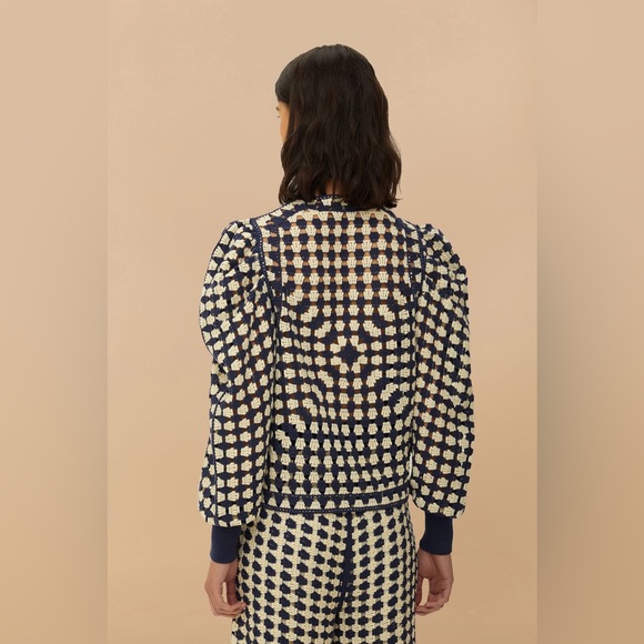 FARM Rio Blue & White Crochet Cardigan - Picture 2 of 2